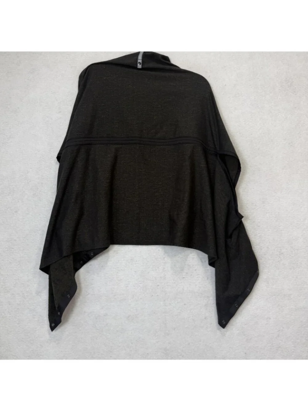 Lululemon Scarf Womens One Size Black Snap Button Rectangle Wrap Shawl Knit